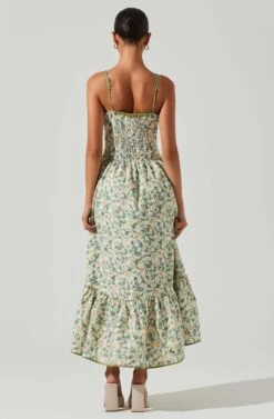 Yamila Floral Eyelet Midi Dress -Astr The Label Shop ACDR101467 OLIVEYELLOWFLORAL 6
