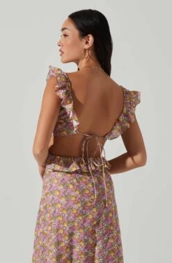 Olivette Floral Ruffle Midi Dress -Astr The Label Shop ACDR101511 PINKYELLOWFLORAL 4