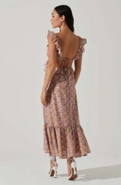 Olivette Floral Ruffle Midi Dress -Astr The Label Shop ACDR101511 PINKYELLOWFLORAL 5