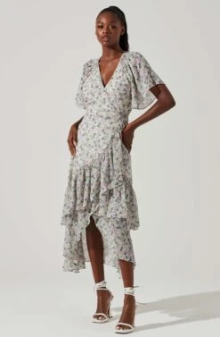 Astr The Label Shop 18 Adella Floral Ruffle Midi Dress