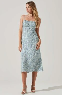Maritza Floral Smocked Midi Dress -Astr The Label Shop ACDR101529 BLUEMULTI 1