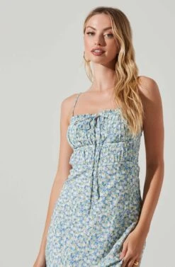 Maritza Floral Smocked Midi Dress -Astr The Label Shop ACDR101529 BLUEMULTI 2