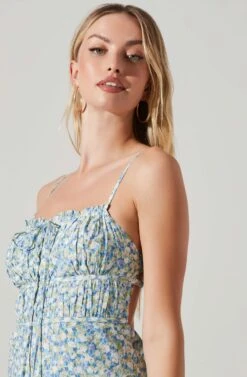 Maritza Floral Smocked Midi Dress -Astr The Label Shop ACDR101529 BLUEMULTI 3