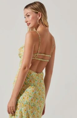 Maritza Floral Smocked Midi Dress -Astr The Label Shop ACDR101529 YELLOWGREENDITSY 3