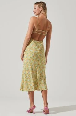 Maritza Floral Smocked Midi Dress -Astr The Label Shop ACDR101529 YELLOWGREENDITSY 4