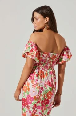 Zurina Floral Off Shoulder Midi Dress 23 Zurina Floral Off Shoulder Midi Dress -Astr The Label Shop ACDR101549 PINKFLORAL 5