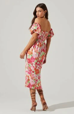 Zurina Floral Off Shoulder Midi Dress 24 Zurina Floral Off Shoulder Midi Dress -Astr The Label Shop ACDR101549 PINKFLORAL 6