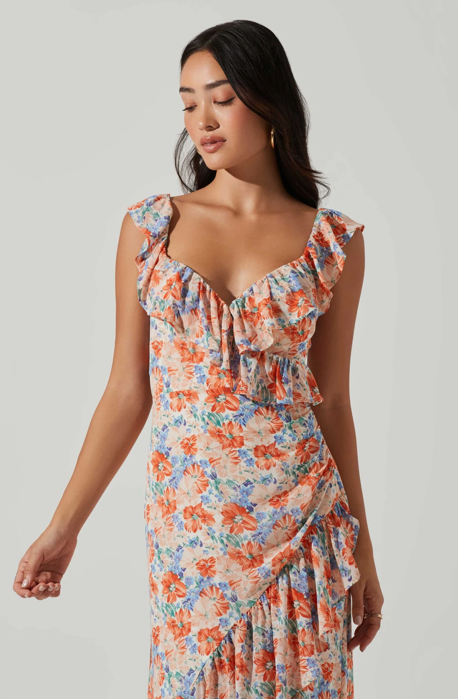 Mahalia Floral Sweetheart Ruffle Midi Dress 4 Mahalia Floral Sweetheart Ruffle Midi Dress - Image 2
