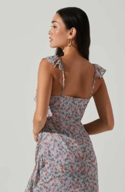Mahalia Floral Sweetheart Ruffle Midi Dress 20 Mahalia Floral Sweetheart Ruffle Midi Dress -Astr The Label Shop ACDR101550 LILACORANGEFLORAL 3