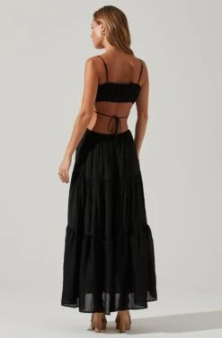Odina Smocked Cutout Tiered Maxi Dress -Astr The Label Shop ACDR101551S BLACK 5