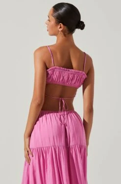 Odina Smocked Cutout Tiered Maxi Dress -Astr The Label Shop ACDR101551S PINK 5