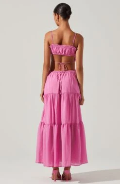 Odina Smocked Cutout Tiered Maxi Dress -Astr The Label Shop ACDR101551S PINK 6
