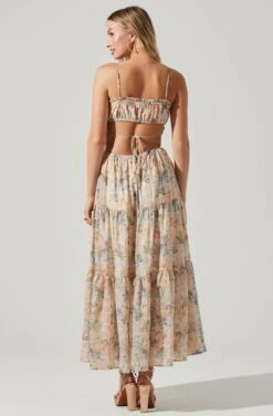 Odina Floral Smocked Tiered Midi Dress 11 Odina Floral Smocked Tiered Midi Dress -Astr The Label Shop ACDR101551 BLUEPEACHFLORAL 5 1