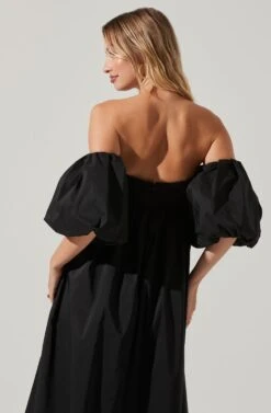 Carlin Off Shoulder Puff Sleeve Midi Dress 25 Carlin Off Shoulder Puff Sleeve Midi Dress -Astr The Label Shop ACDR101554 BLACK 3