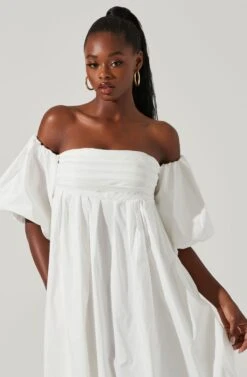 Carlin Off Shoulder Puff Sleeve Midi Dress 28 Carlin Off Shoulder Puff Sleeve Midi Dress -Astr The Label Shop ACDR101554 WHITE 2