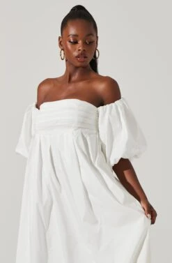 Carlin Off Shoulder Puff Sleeve Midi Dress 29 Carlin Off Shoulder Puff Sleeve Midi Dress -Astr The Label Shop ACDR101554 WHITE 3
