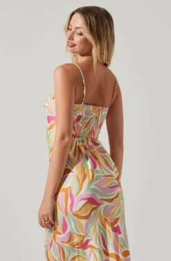 Mariela Abstract Print Midi Dress -Astr The Label Shop ACDR101558R MUSTARDPINKFLORAL 3