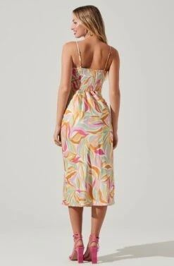 Mariela Abstract Print Midi Dress -Astr The Label Shop ACDR101558R MUSTARDPINKFLORAL 4