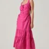 Bridget Side Cutout Tiered Midi Dress -Astr The Label Shop ACDR101571 FUCHSIA 1