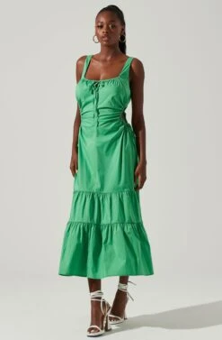 Bridget Side Cutout Tiered Midi Dress -Astr The Label Shop ACDR101571 GREEN 1
