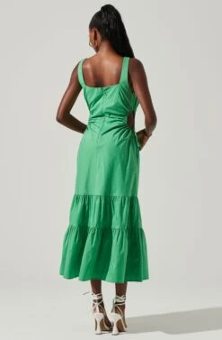 Bridget Side Cutout Tiered Midi Dress -Astr The Label Shop ACDR101571 GREEN 5