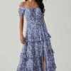 Viona Floral Off Shoulder Tiered Maxi Dress 2 Viona Floral Off Shoulder Tiered Maxi Dress -Astr The Label Shop ACDR101591 BLUEWHITEMULTI 2