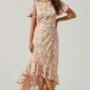 Veida Floral Cutout Midi Dress -Astr The Label Shop ACDR101620 TANGERINEPURPLEFLR 1