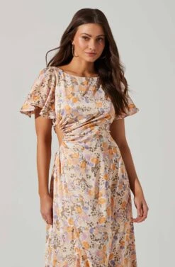 Veida Floral Cutout Midi Dress -Astr The Label Shop ACDR101620 TANGERINEPURPLEFLR 2
