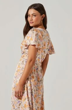 Veida Floral Cutout Midi Dress -Astr The Label Shop ACDR101620 TANGERINEPURPLEFLR 4