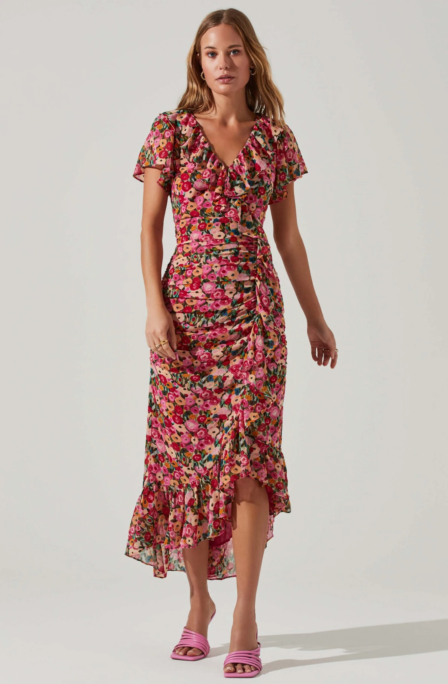 Vilma Floral Ruched Midi Dress 3 Vilma Floral Ruched Midi Dress