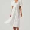 Sandy Polka Dot Puff Sleeve Midi Dress 1 Sandy Polka Dot Puff Sleeve Midi Dress -Astr The Label Shop ACDR101622 WHITEJACQUARD 1