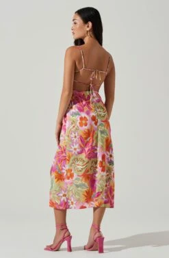 Gabriella Floral Strappy Back Midi Dress -Astr The Label Shop ACDR101629L ORANGEPURPLEMULTI 5