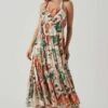 Almina Floral Pleated Midi Dress 1 Almina Floral Pleated Midi Dress -Astr The Label Shop ACDR101638 TAUPEORANGEMULTI 2