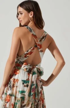 Almina Floral Pleated Midi Dress 11 Almina Floral Pleated Midi Dress -Astr The Label Shop ACDR101638 TAUPEORANGEMULTI 4