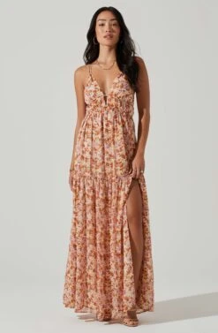 Ryliana Floral Tiered Maxi Dress -Astr The Label Shop ACDR101640 RUSTLILACFLORAL 1