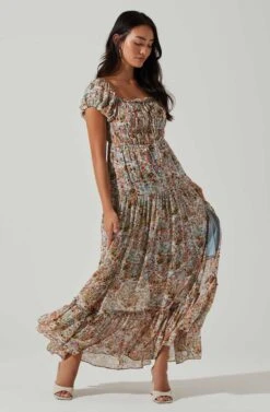 Roseline Off Shoulder Floral Maxi Dress -Astr The Label Shop ACDR101641 BLUEPINKMULTI 2