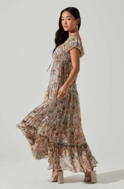 Roseline Off Shoulder Floral Maxi Dress -Astr The Label Shop ACDR101641 BLUEPINKMULTI 5