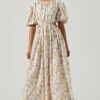 Shelby Floral Puff Sleeve Open Back Maxi Dress -Astr The Label Shop ACDR101642 BLUEYELLOWFLORAL 1