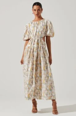 Shelby Floral Puff Sleeve Open Back Maxi Dress 9 Shelby Floral Puff Sleeve Open Back Maxi Dress -Astr The Label Shop ACDR101642 BLUEYELLOWFLORAL 2