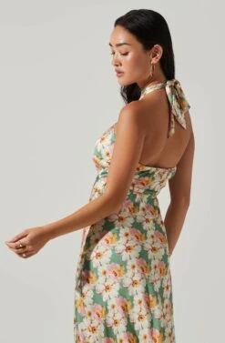 Giova Floral Halter Midi Dress -Astr The Label Shop ACDR101659 GREENPINKFLORAL 4