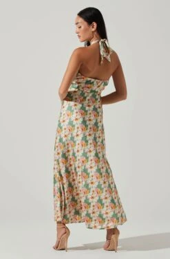 Giova Floral Halter Midi Dress -Astr The Label Shop ACDR101659 GREENPINKFLORAL 5