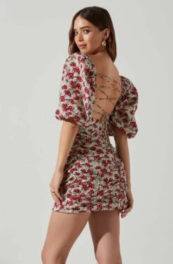 Verina Puff Sleeve Floral Mini Dress 9 Verina Puff Sleeve Floral Mini Dress -Astr The Label Shop ACDR101662 REDMULTIFLORAL 4
