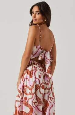 Suzy Abstract Print Midi Dress -Astr The Label Shop ACDR101679 BROWNPINKGEO 3