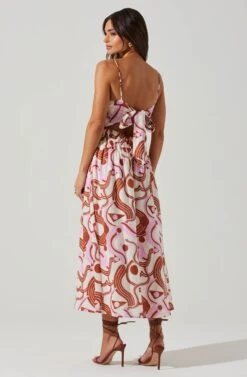Suzy Abstract Print Midi Dress -Astr The Label Shop ACDR101679 BROWNPINKGEO 4