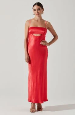 Bellerose Satin Cutout Midi Dress 15 Bellerose Satin Cutout Midi Dress -Astr The Label Shop ACDR101684 CORAL 2