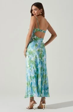 Bellerose Satin Floral Cutout Midi Dress 9 Bellerose Satin Floral Cutout Midi Dress -Astr The Label Shop ACDR101684 GREENBLUEFLORAL 4 fc9ebc1d 8657 4721 84d9 e6b7a2d28a83