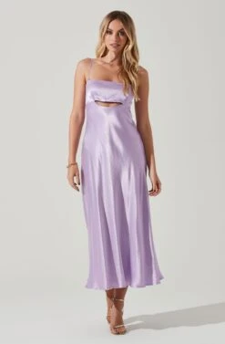 Bellerose Satin Cutout Midi Dress 20 Bellerose Satin Cutout Midi Dress -Astr The Label Shop ACDR101684 LAVENDER 1