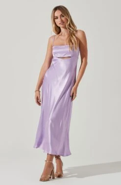 Bellerose Satin Cutout Midi Dress 18 Bellerose Satin Cutout Midi Dress -Astr The Label Shop ACDR101684 LAVENDER 2