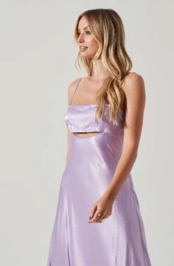 Bellerose Satin Cutout Midi Dress 19 Bellerose Satin Cutout Midi Dress -Astr The Label Shop ACDR101684 LAVENDER 3