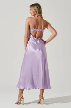 Bellerose Satin Cutout Midi Dress 23 Bellerose Satin Cutout Midi Dress -Astr The Label Shop ACDR101684 LAVENDER 6